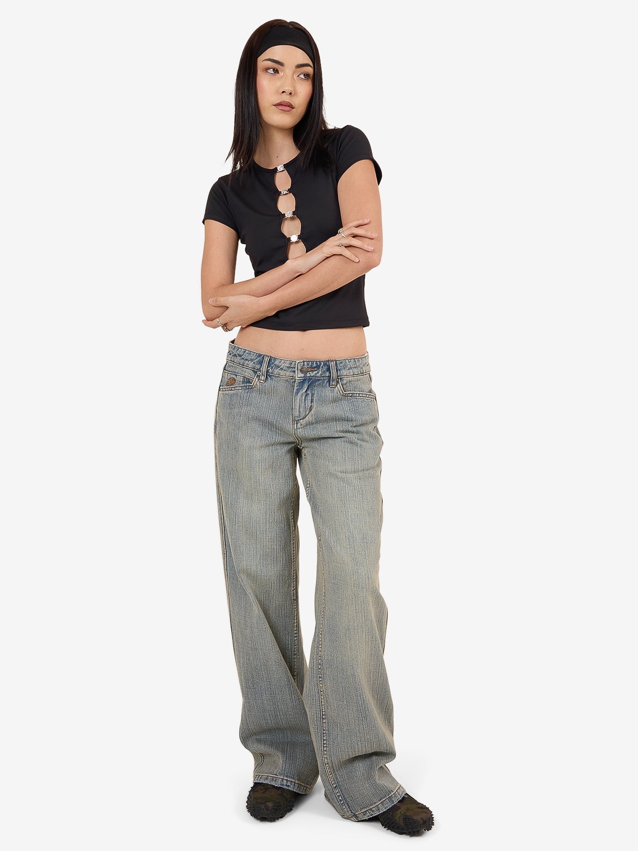 Baggy Low Rider Jean - Dirty Streaky Fade