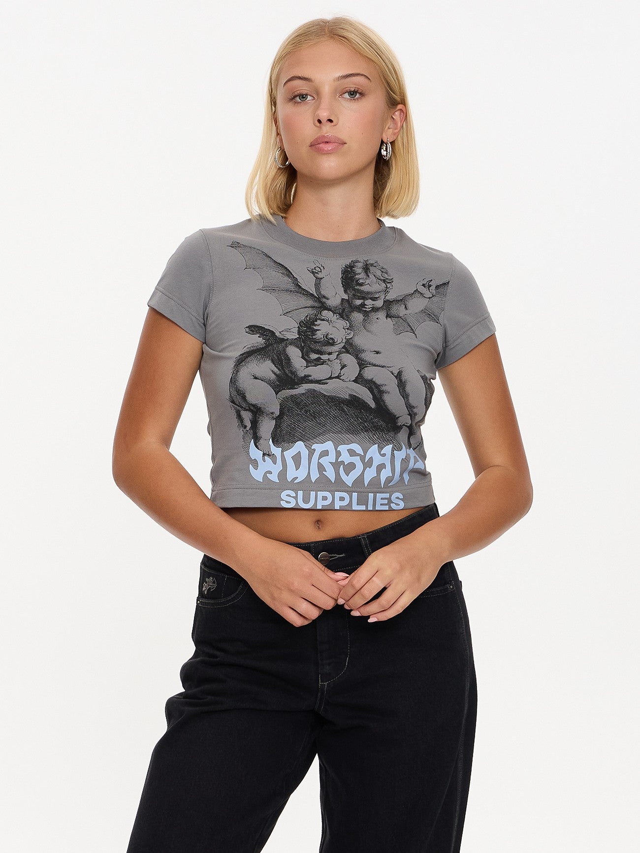 Horns Teeny Tee - Steel Grey