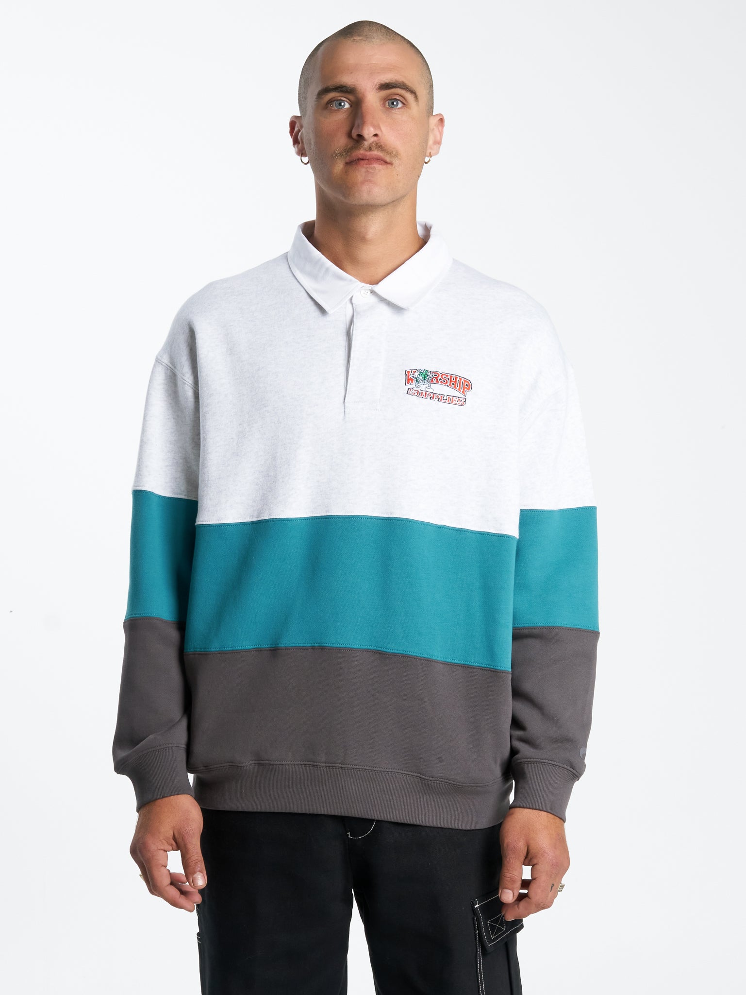 Get Off Paneled Rugby Fleece - Snow Marle