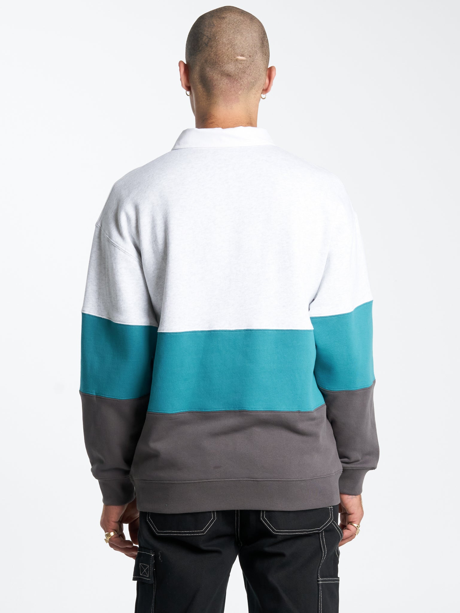 Get Off Paneled Rugby Fleece - Snow Marle