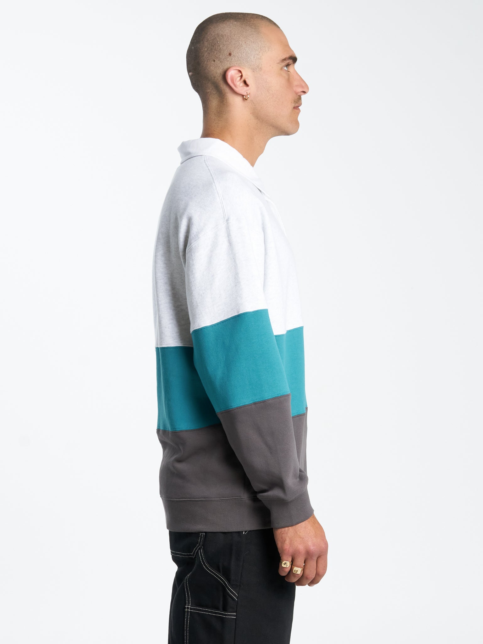 Get Off Paneled Rugby Fleece - Snow Marle