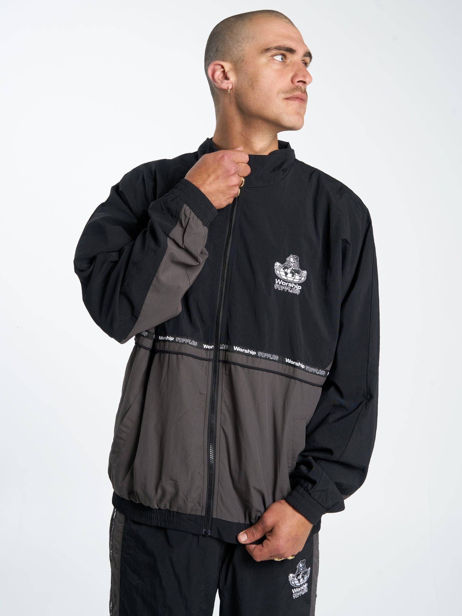 Win Win Nylon Track Jacket - Black