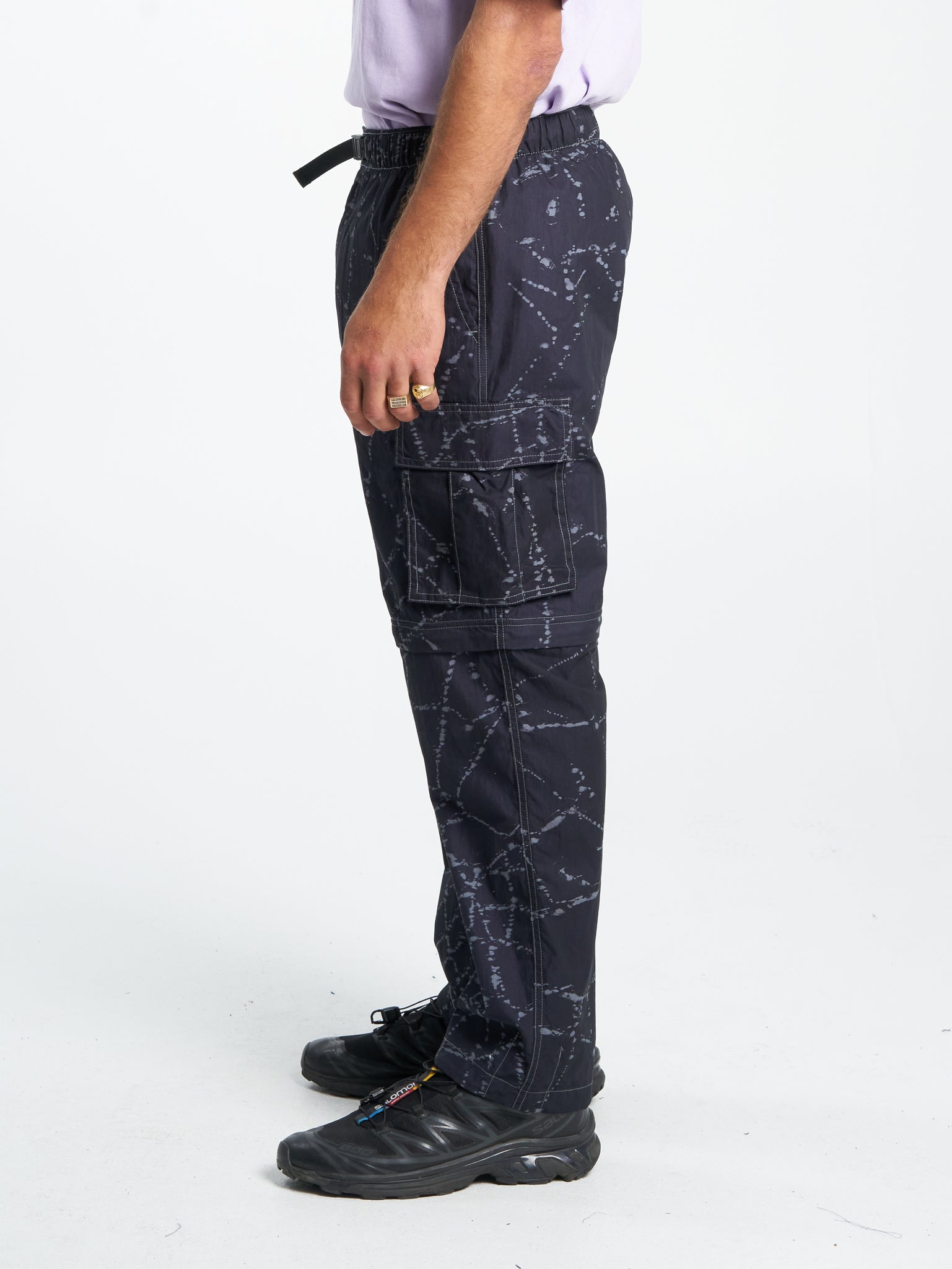 Time Flys Zip Off Nylon Cargo Pant - Washed Black