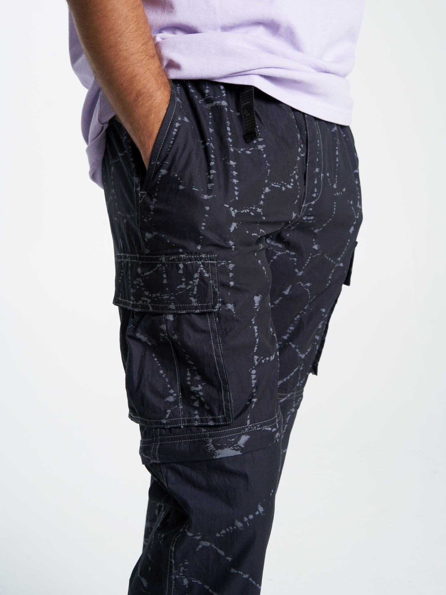 Time Flys Zip Off Nylon Cargo Pant - Washed Black