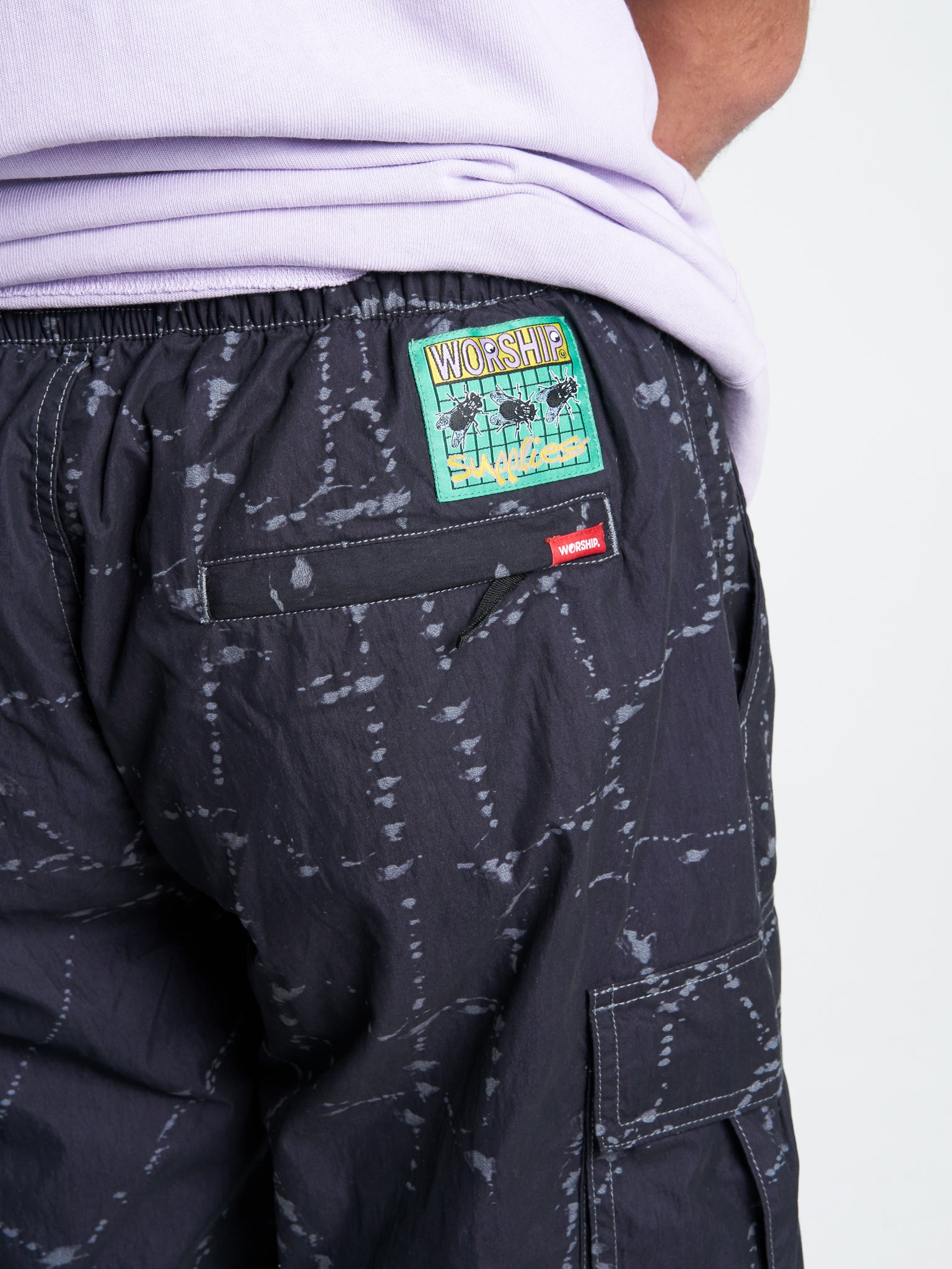 Time Flys Zip Off Nylon Cargo Pant - Washed Black