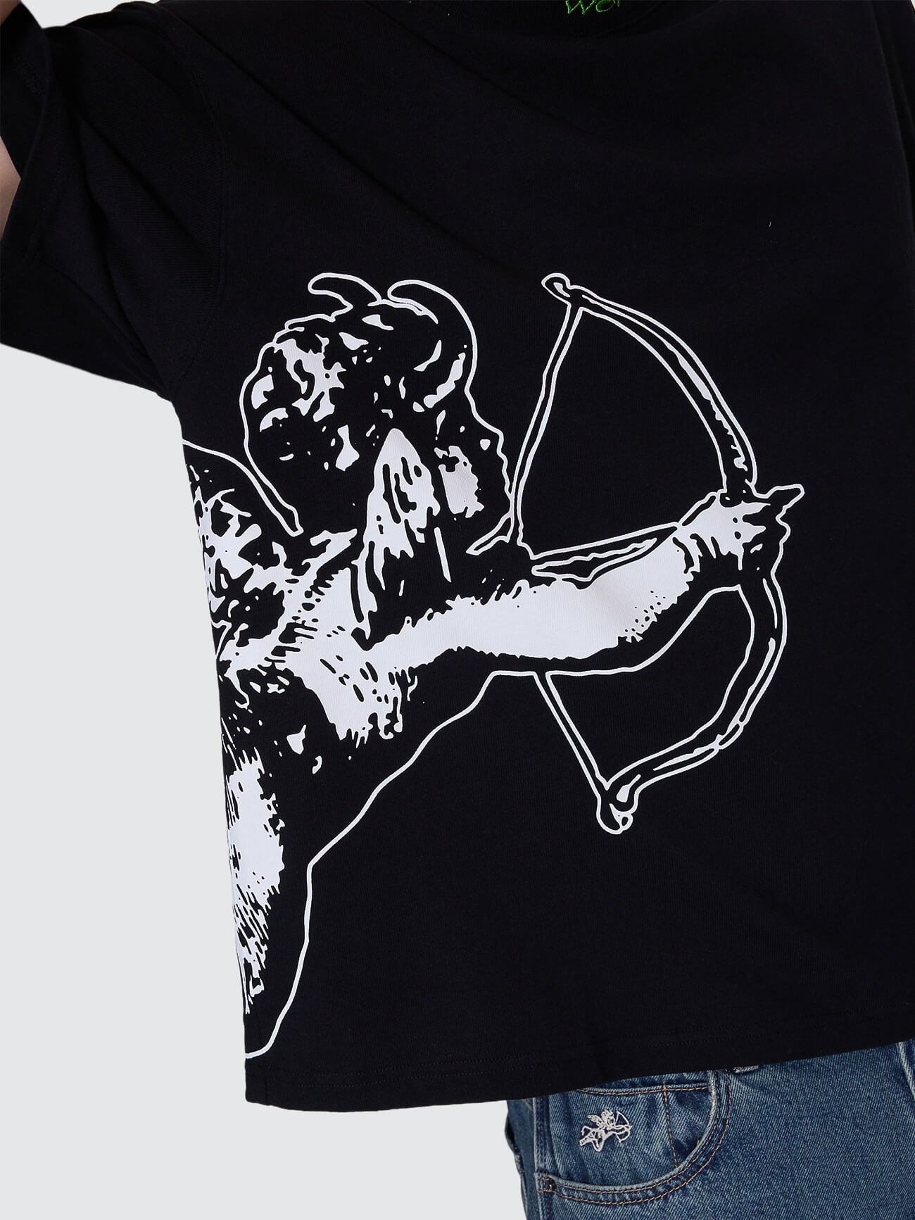 Cherub Box Fit Cropped Tee - Black XS