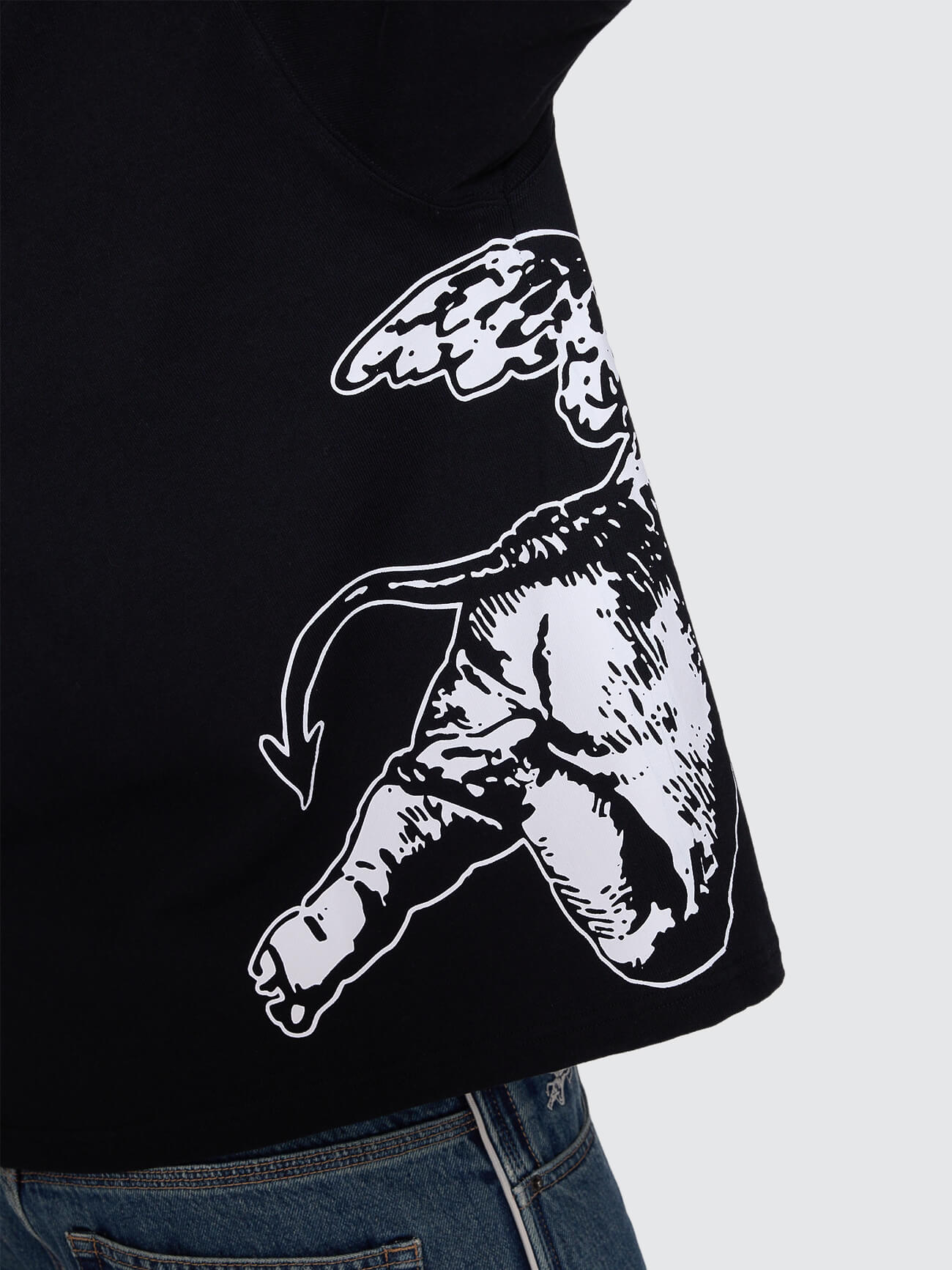 Cherub Box Fit Cropped Tee - Black XS