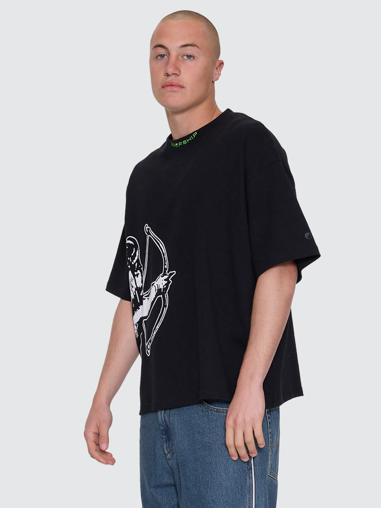 Cherub Box Fit Cropped Tee - Black XS