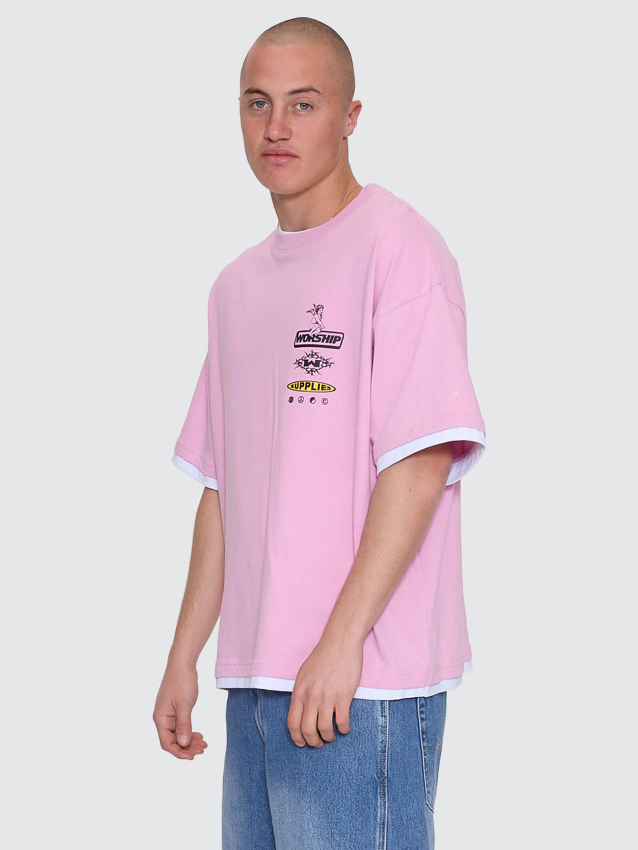 Is This It Box Fit Cropped Layer Tee - Lilac Chiffon XS