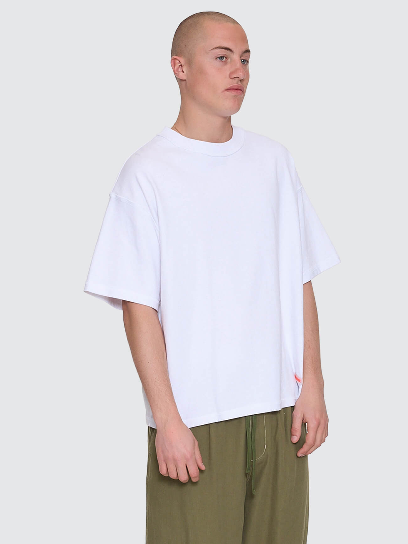 Reverse Box Fit Cropped Overdye Tee - White XS