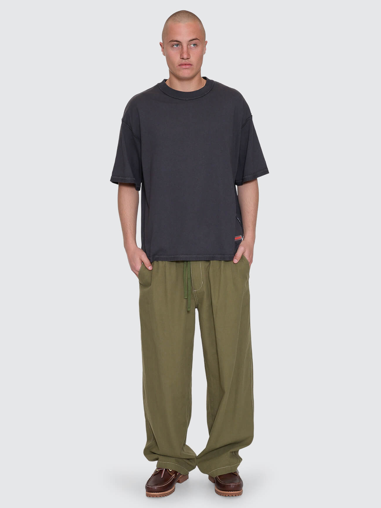 Reverse Box Fit Cropped Overdye Tee - Black Overdye XS