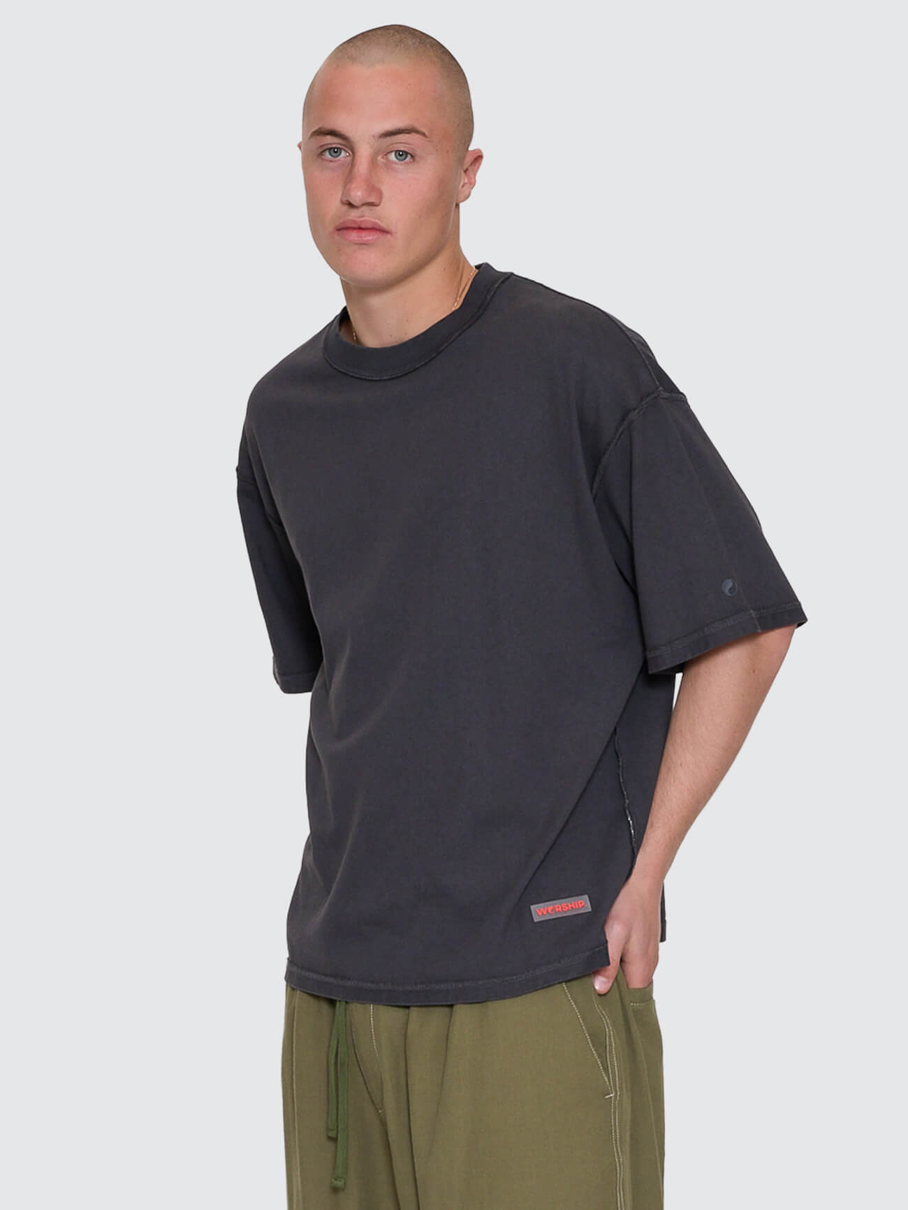 Reverse Box Fit Cropped Overdye Tee - Black Overdye XS