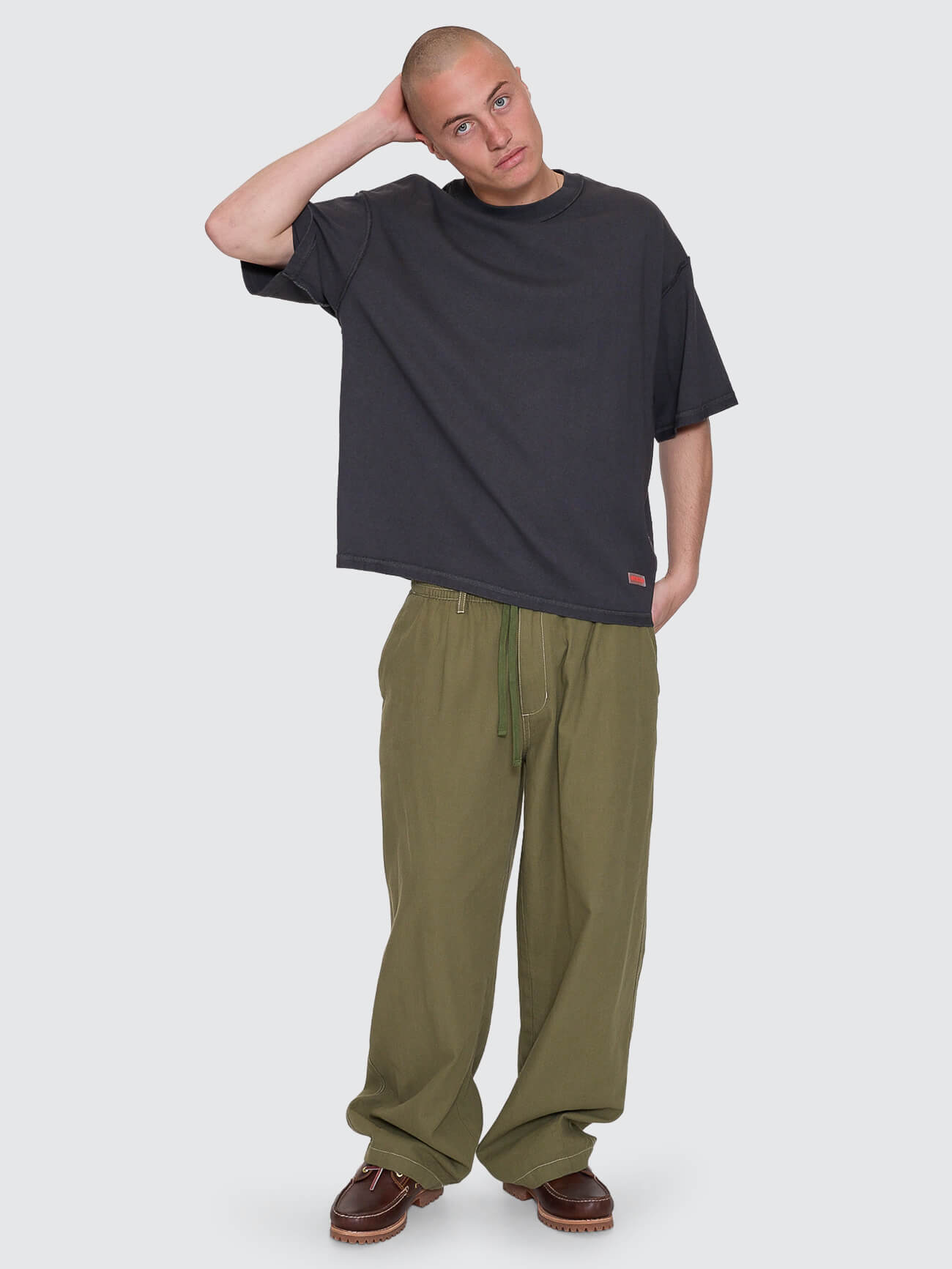Reverse Box Fit Cropped Overdye Tee - Black Overdye XS