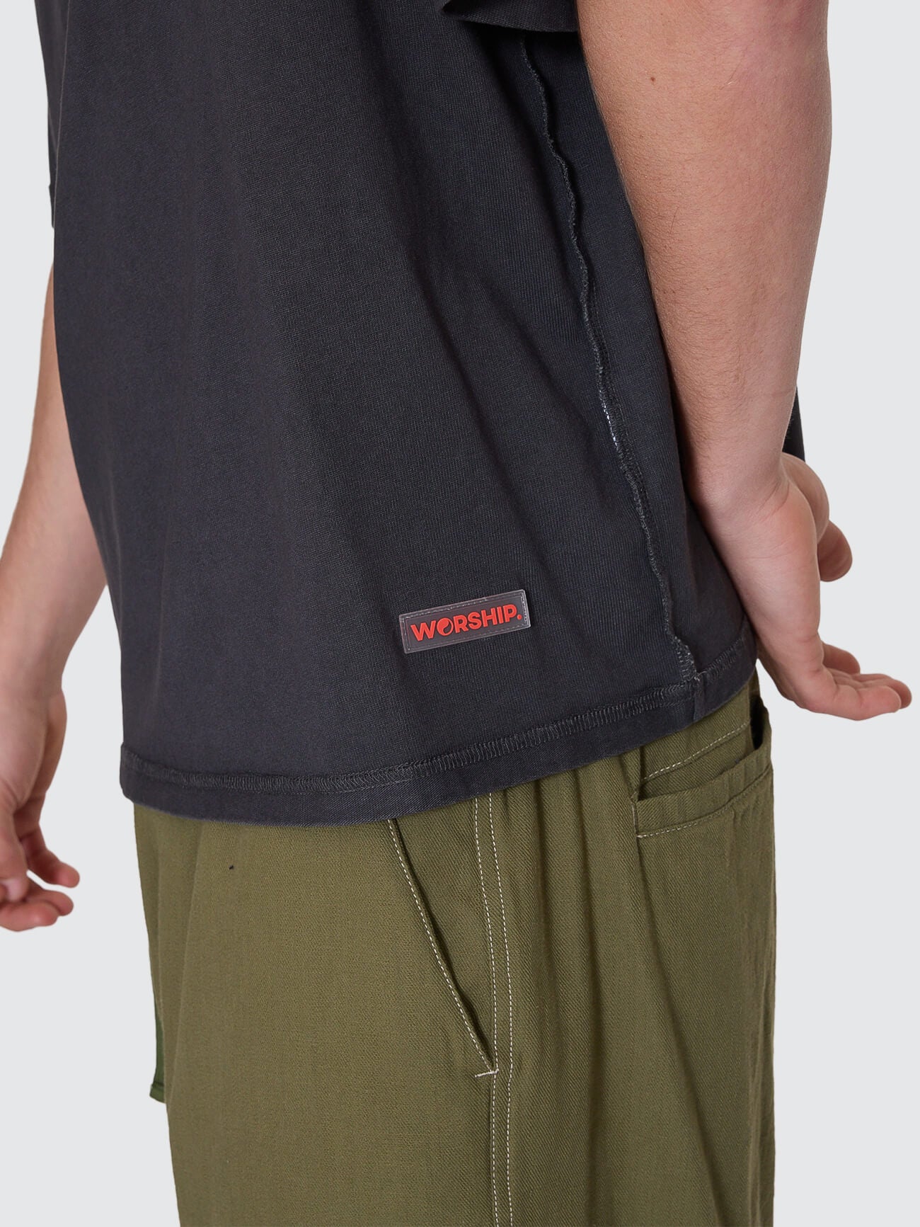 Reverse Box Fit Cropped Overdye Tee - Black Overdye XS