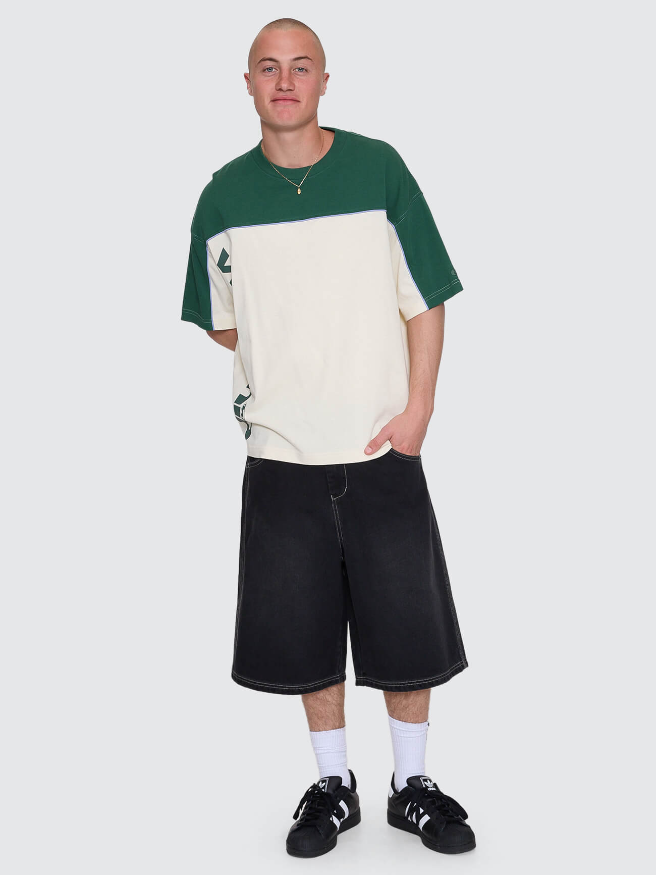 Sonic Box Fit Cropped Panel Tee - Zine XS