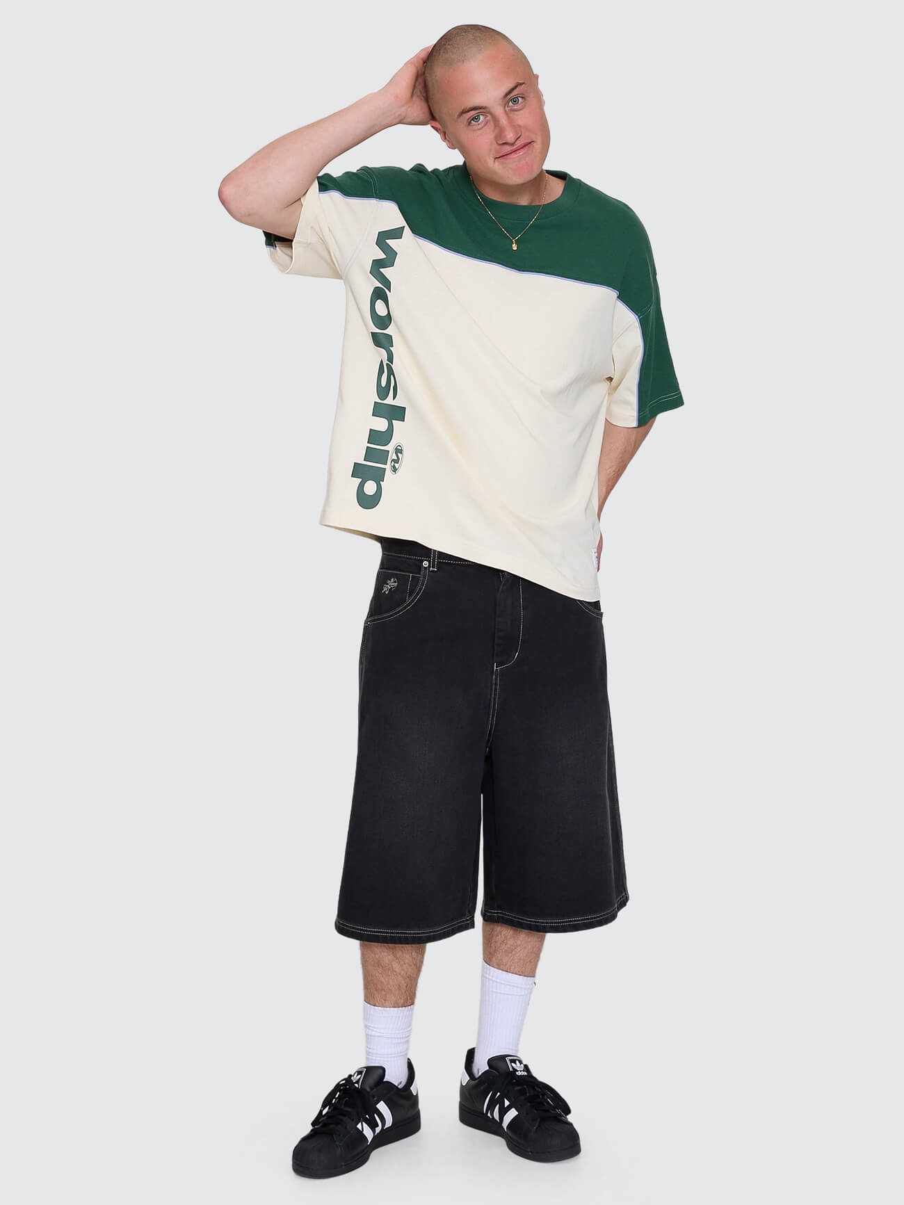 Sonic Box Fit Cropped Panel Tee - Zine XS