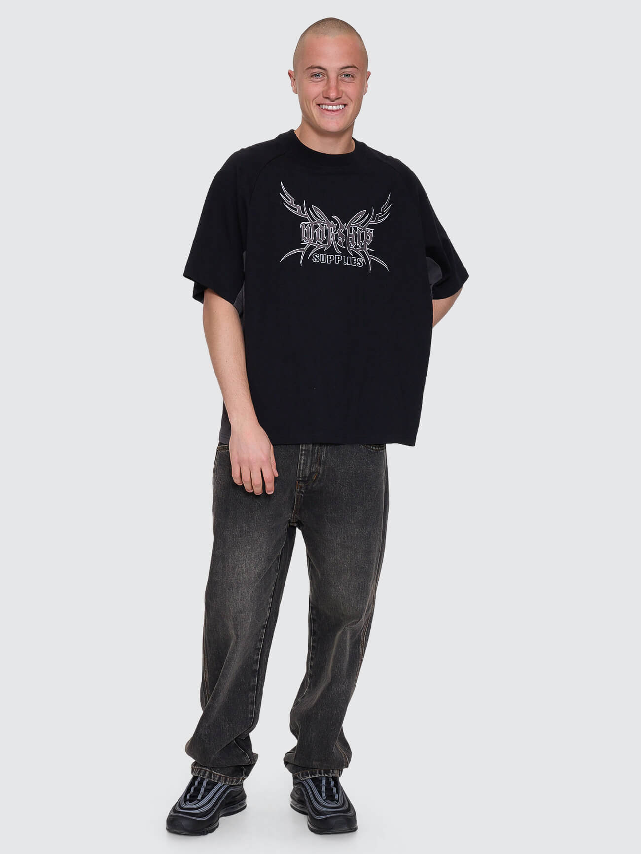 Trudge Box Fit Cropped Raglan Tee - Black XS