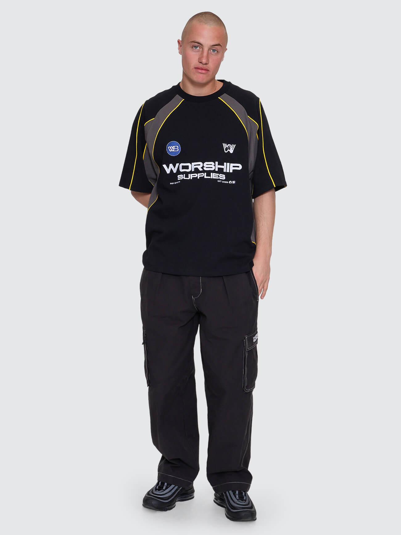 Laser Oversize Raglan Panel Tee - Black XS