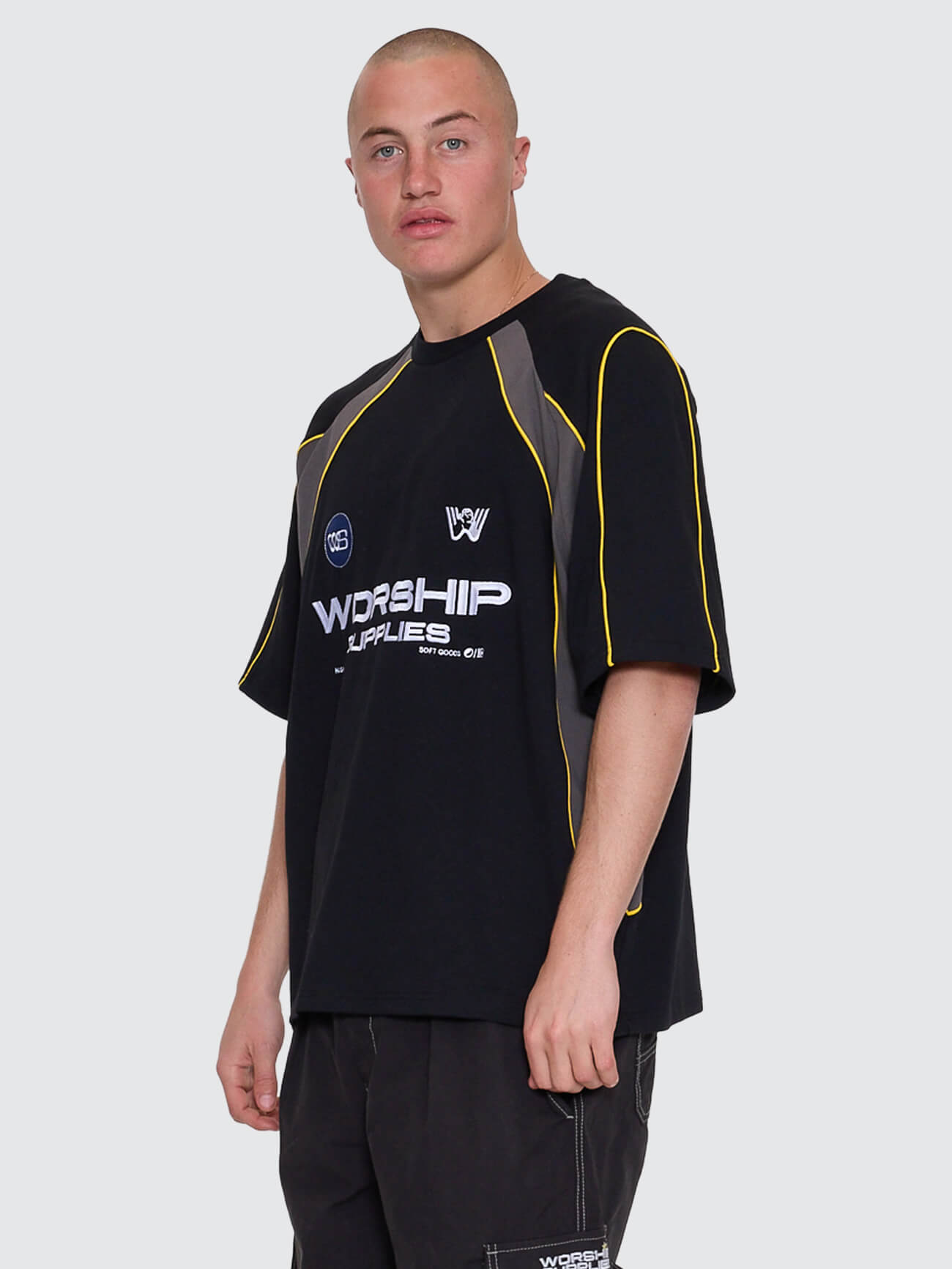 Laser Oversize Raglan Panel Tee - Black XS