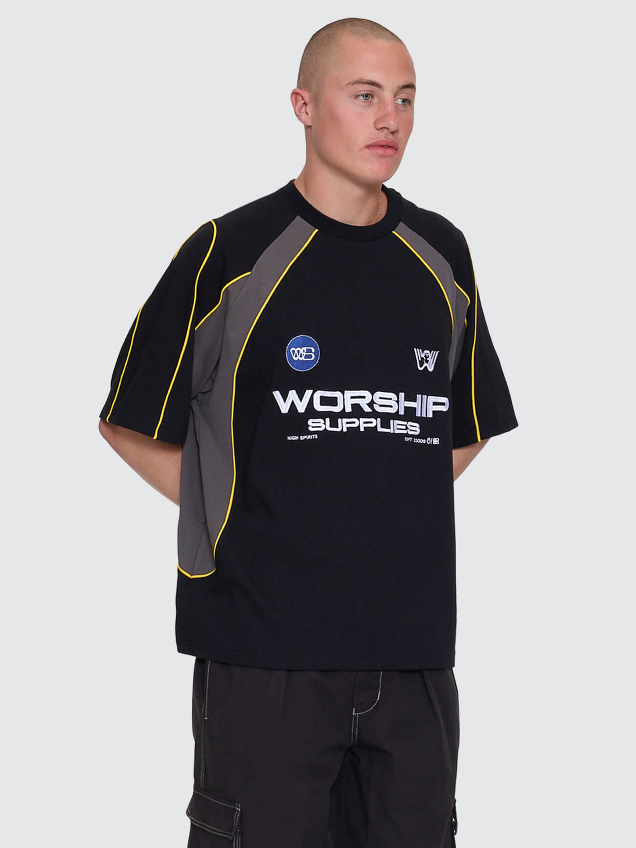 Laser Oversize Raglan Panel Tee - Black XS