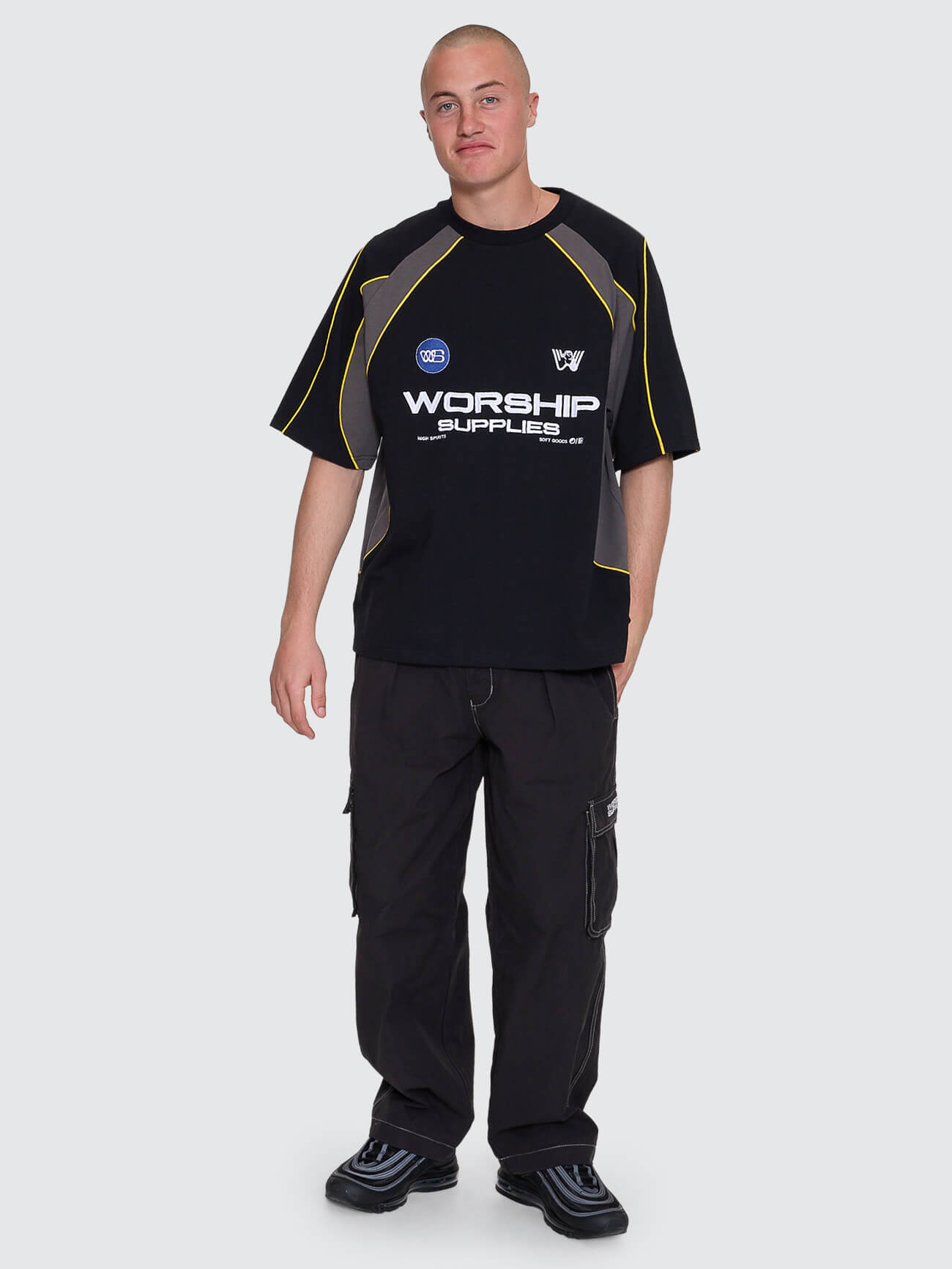 Laser Oversize Raglan Panel Tee - Black XS