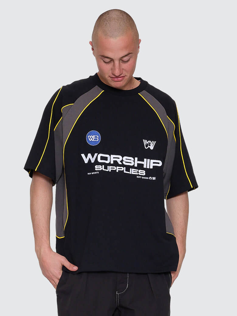 Laser Oversize Raglan Panel Tee - Black XS