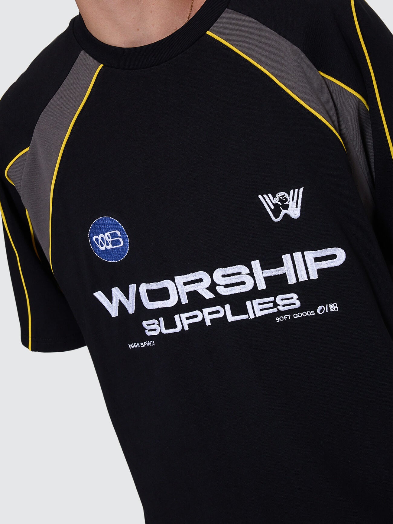 Laser Oversize Raglan Panel Tee - Black XS