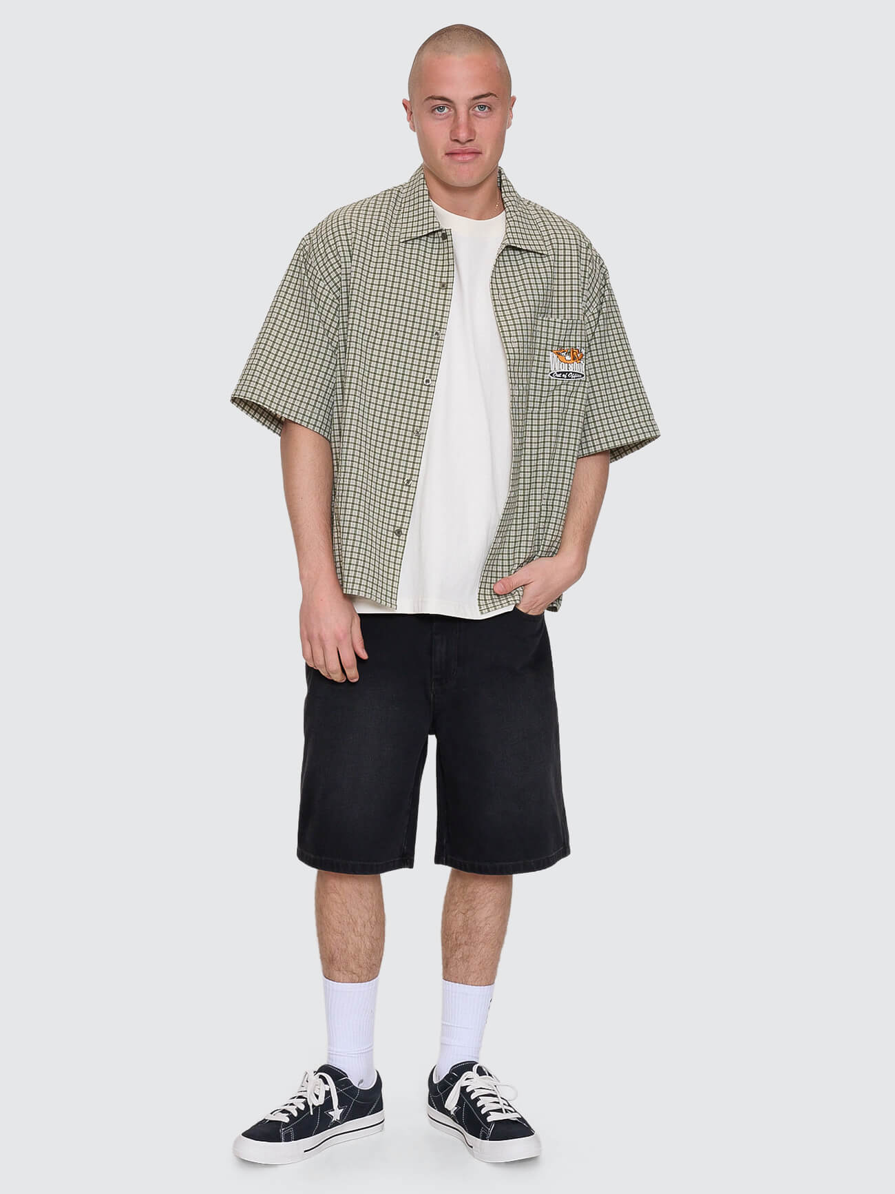 On Leave Box Fit Cropped Short Sleeve Shirt - Cali Green XS