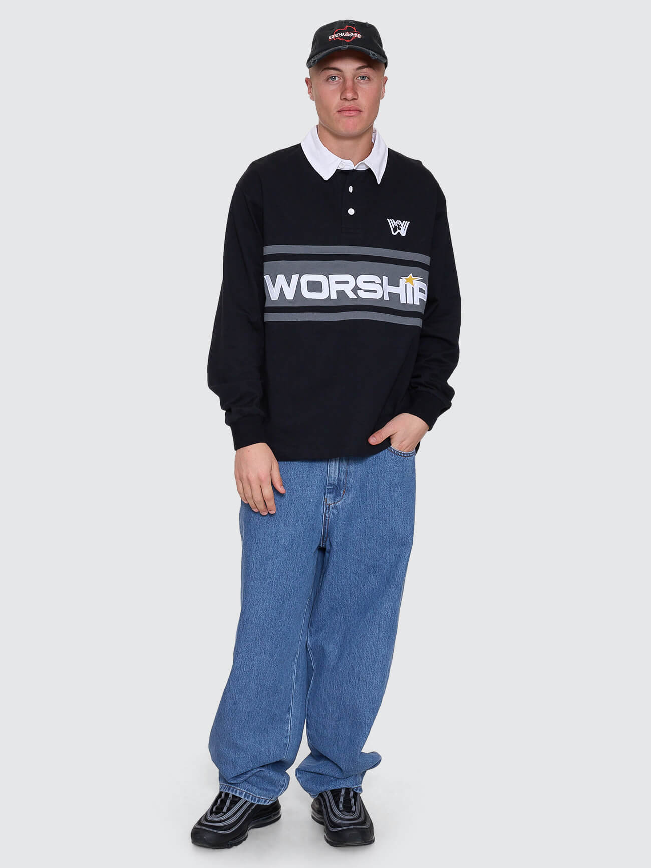 Laser Long Sleeve Rugby Polo - Black XS