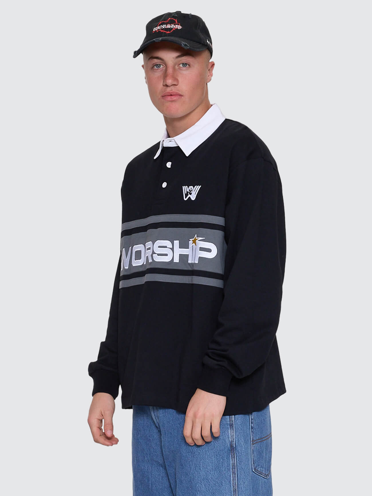 Laser Long Sleeve Rugby Polo - Black XS