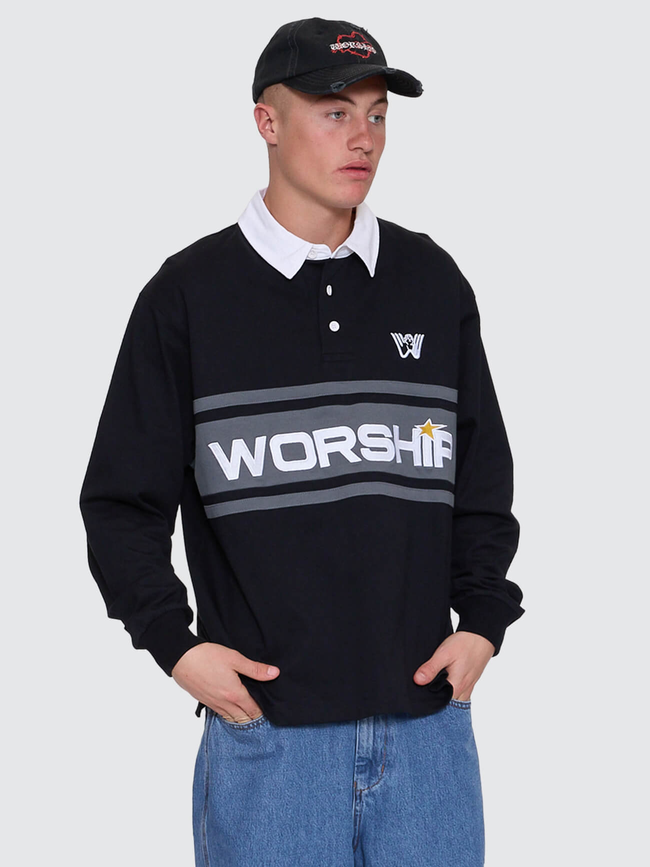 Laser Long Sleeve Rugby Polo - Black XS