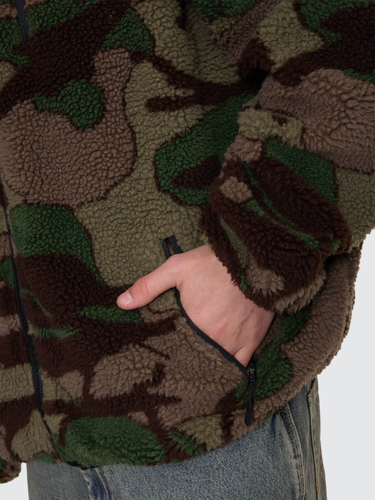 Plain Sight Sherpa Jacket - Camo Green XS