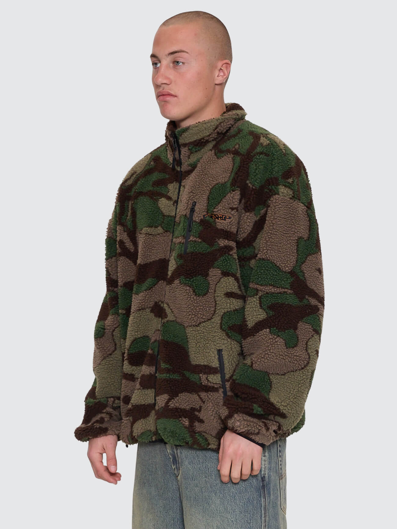 Plain Sight Sherpa Jacket - Camo Green XS