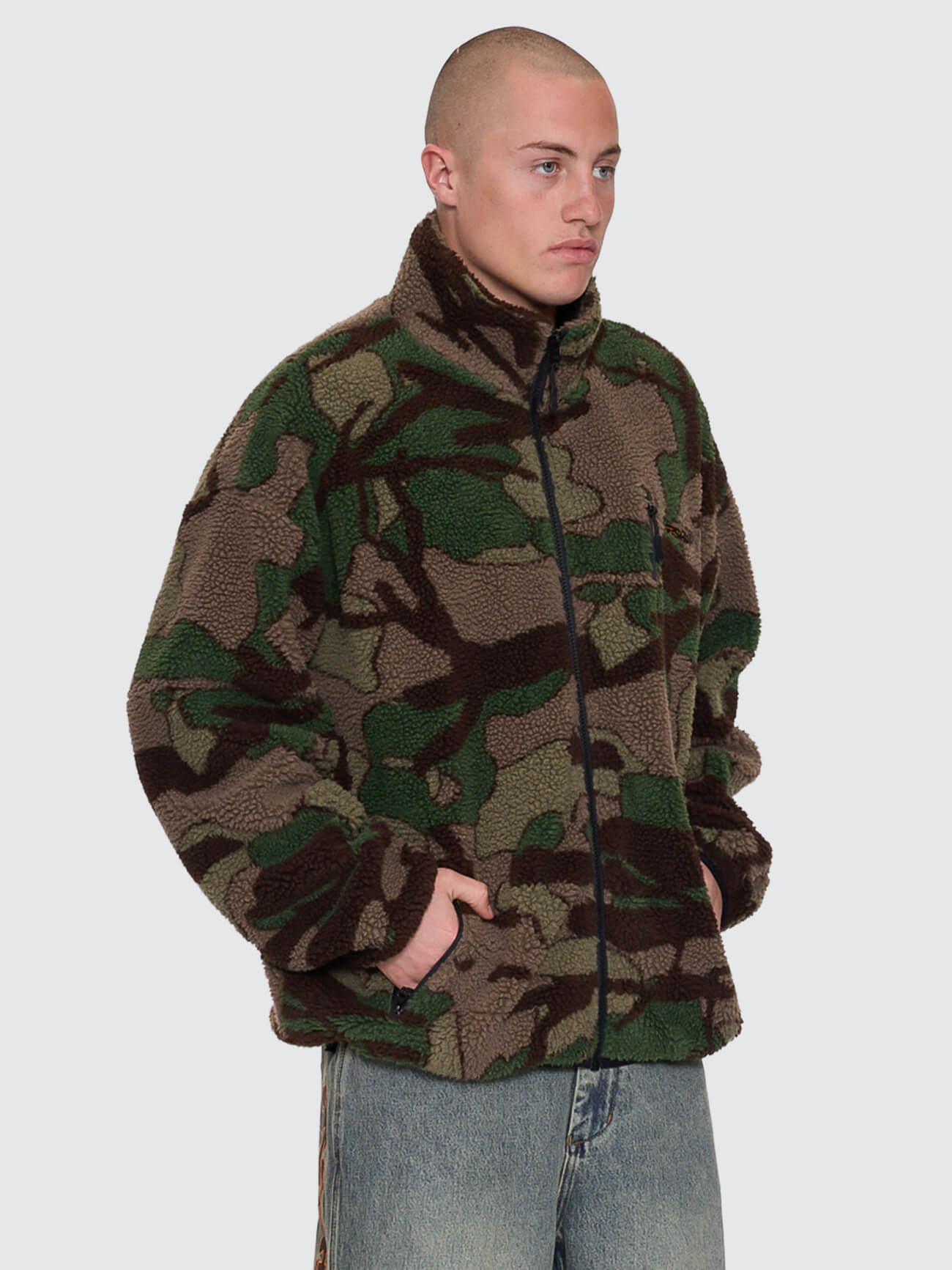 Plain Sight Sherpa Jacket - Camo Green XS