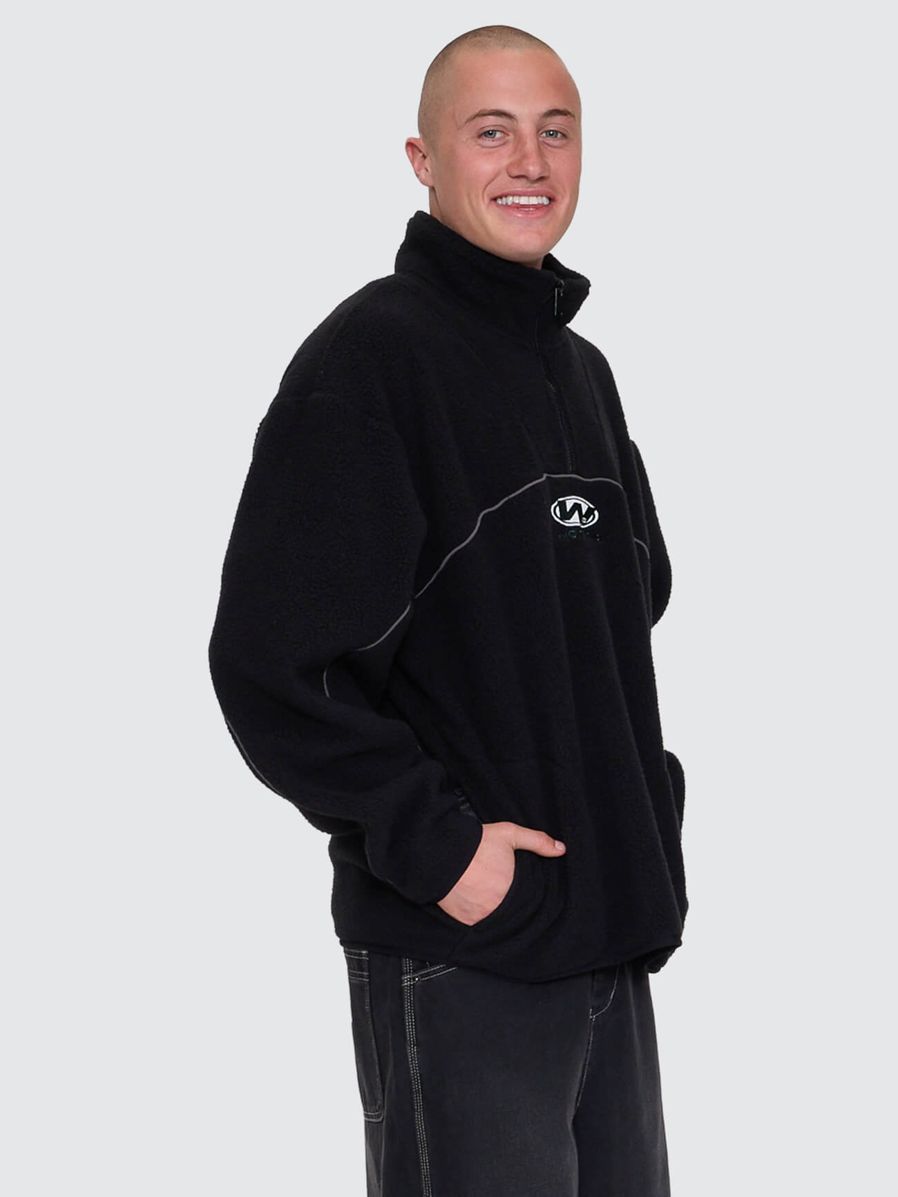 Sonic Quarter Zip Sherpa Fleece - Black XS