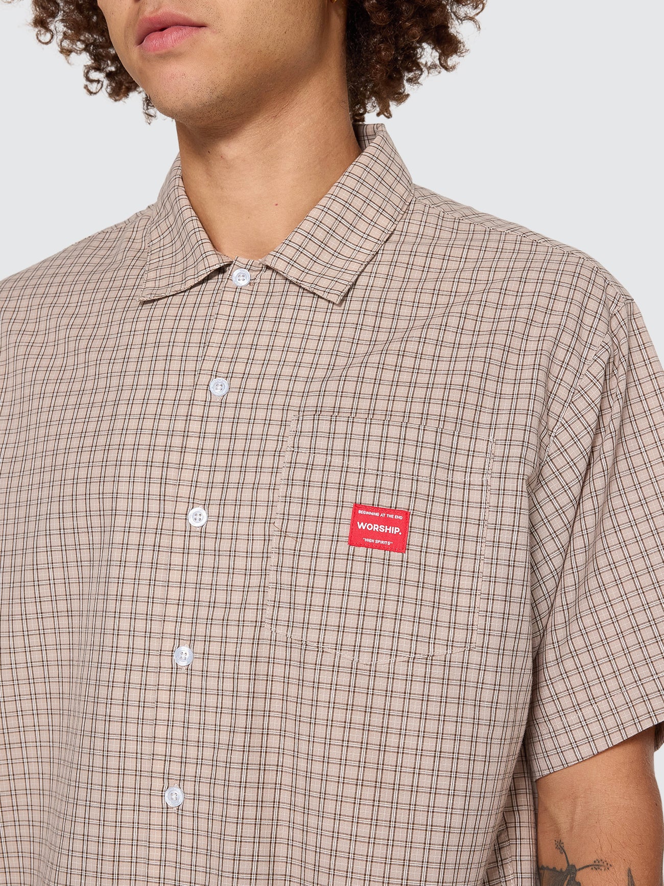 Work Short Sleeve Shirt - Tan XS