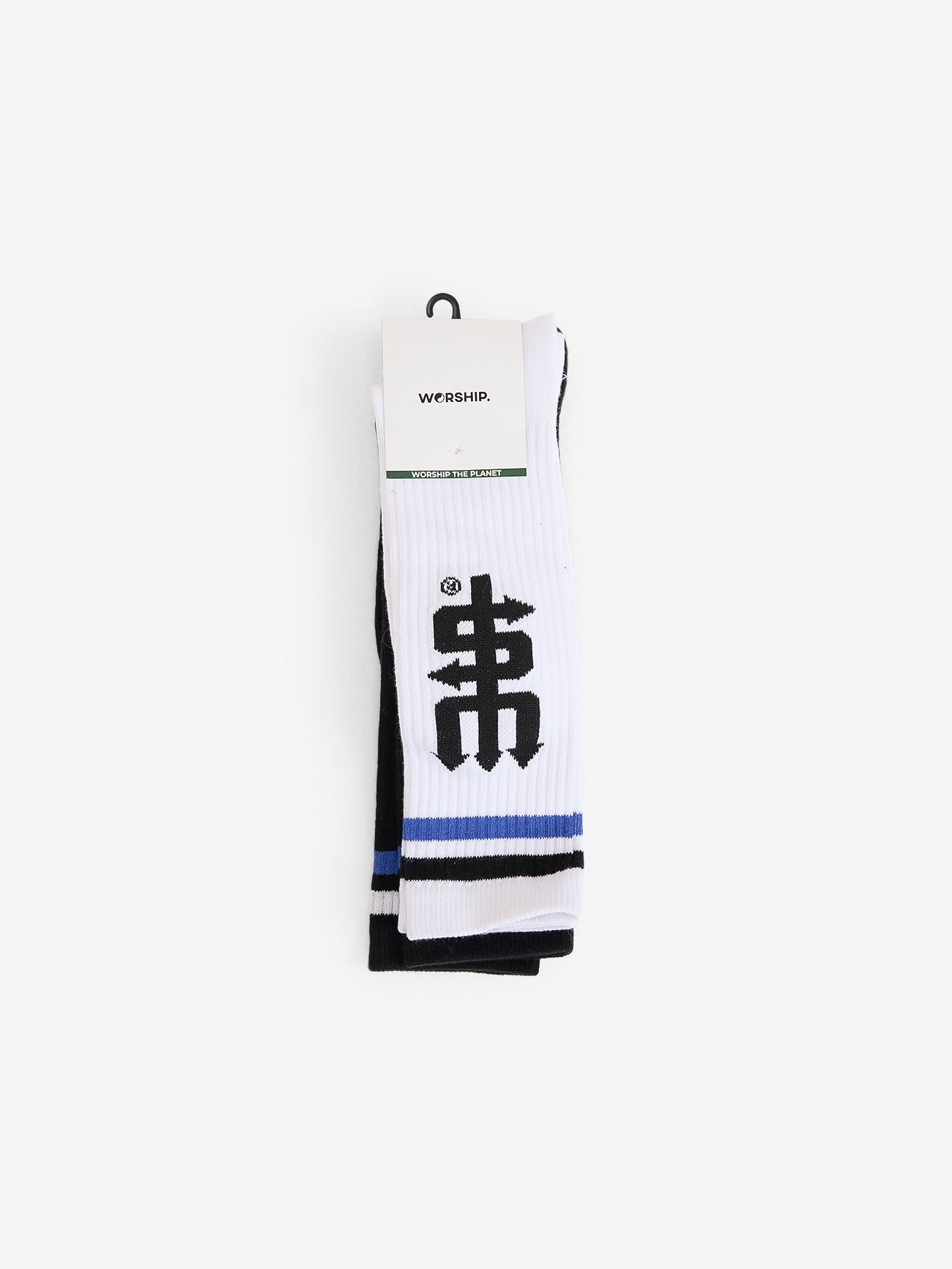 Fever Long Sock 2 Pack - White - Black One Size