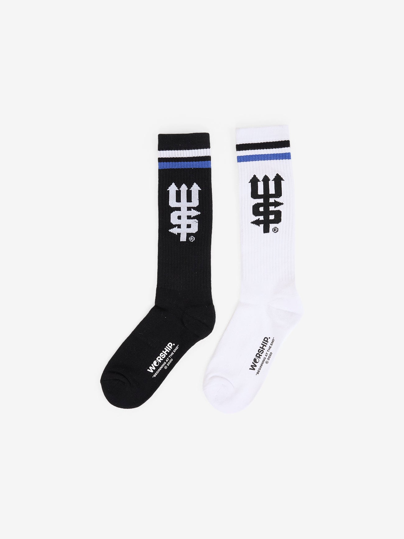 Fever Long Sock 2 Pack - White - Black One Size