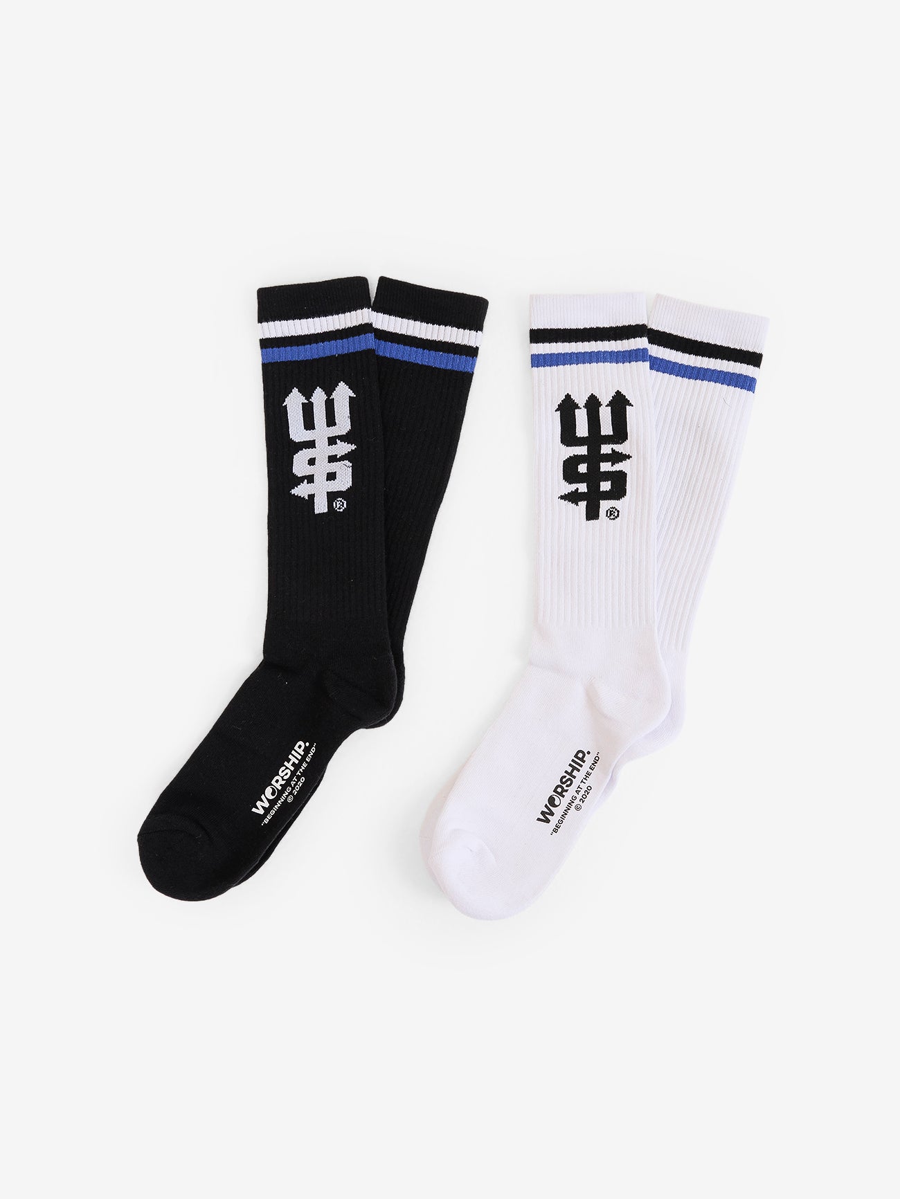 Fever Long Sock 2 Pack - White - Black One Size