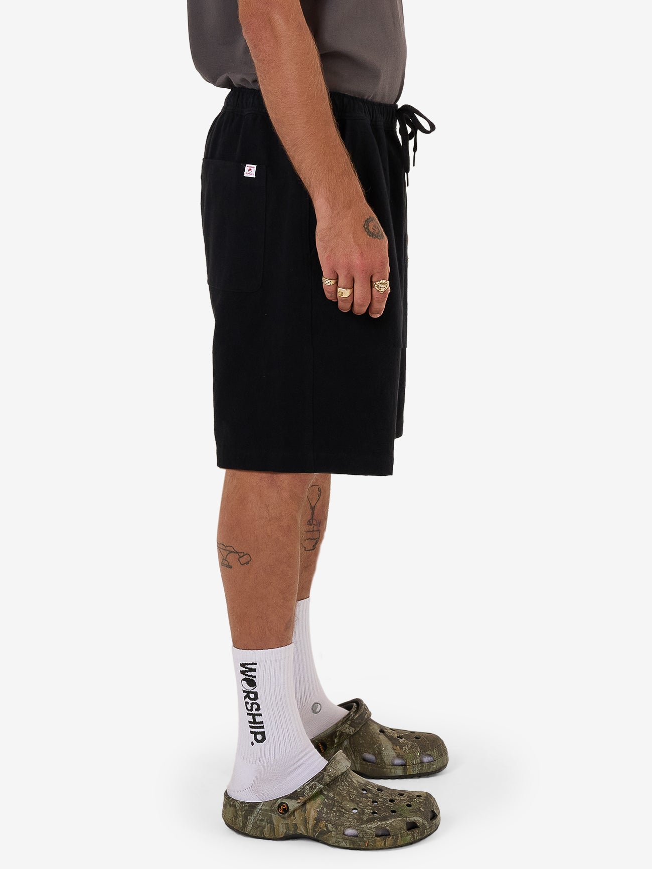 Inherit Baggy Cotton Linen Short - Black