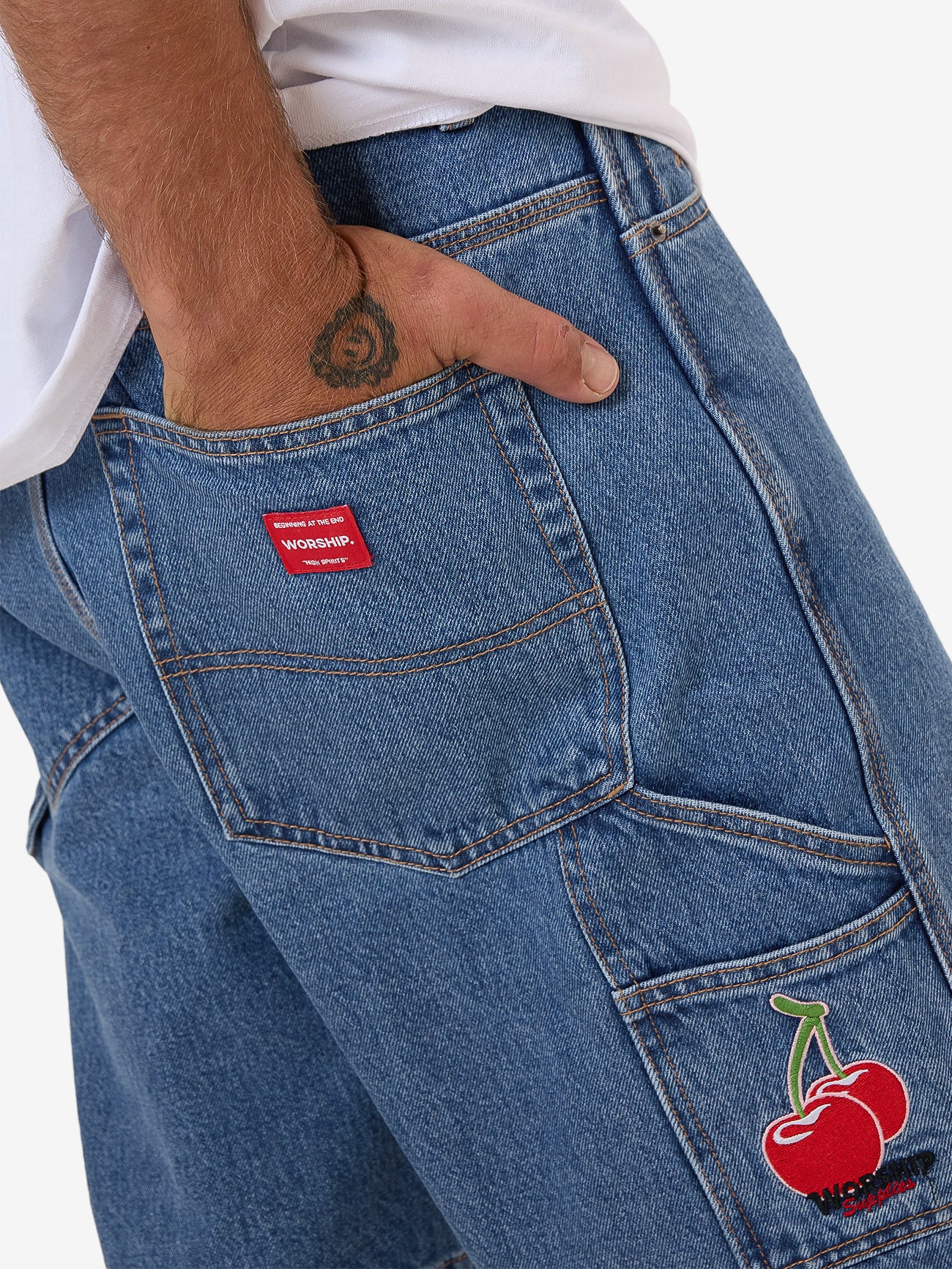 Glazed And Confused Carpenter Jean Short - Sky High Blue