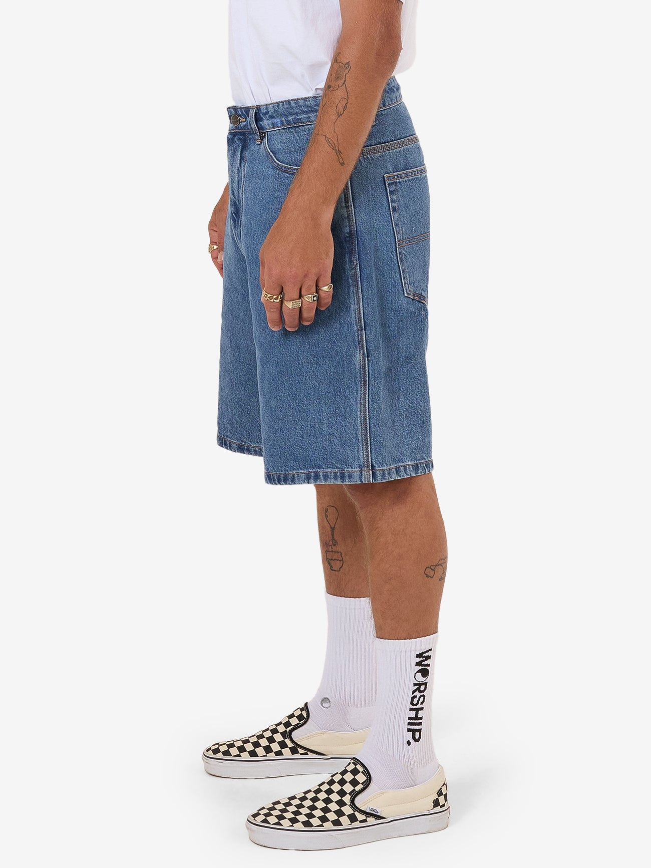 Glazed And Confused Carpenter Jean Short - Sky High Blue