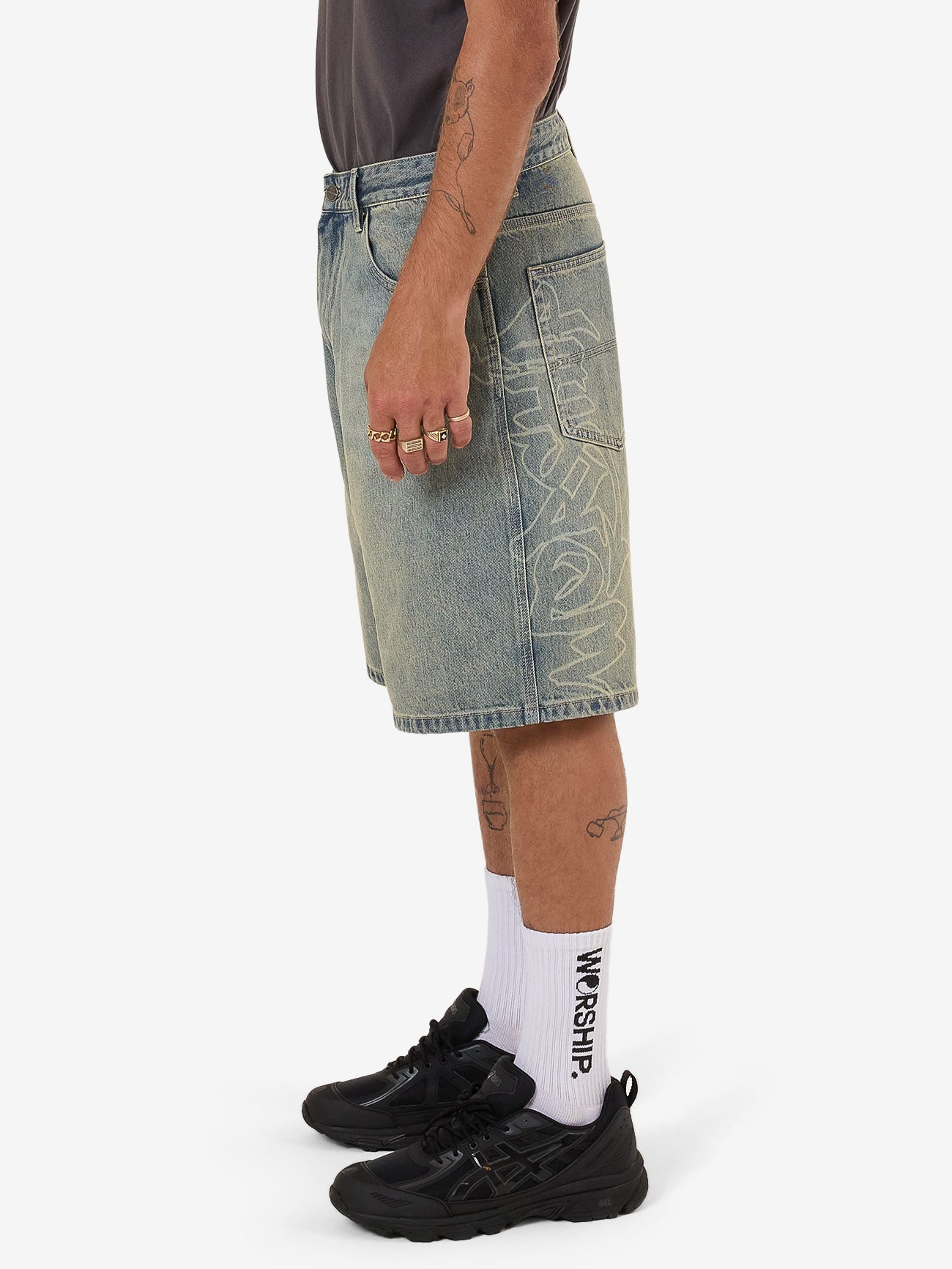 Throws Big Dawg Jean Short - Garage Grime Blue 26