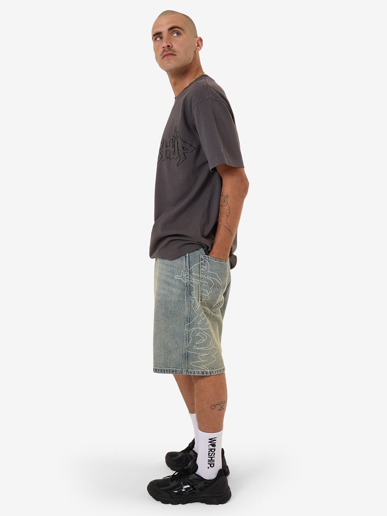 Throws Big Dawg Jean Short - Garage Grime Blue 26