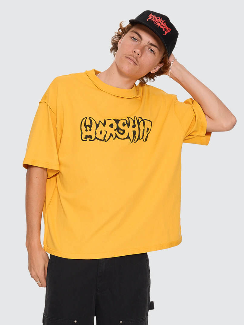 Fadeaway Box Crop Overdye Tee - Solar Yellow XS
