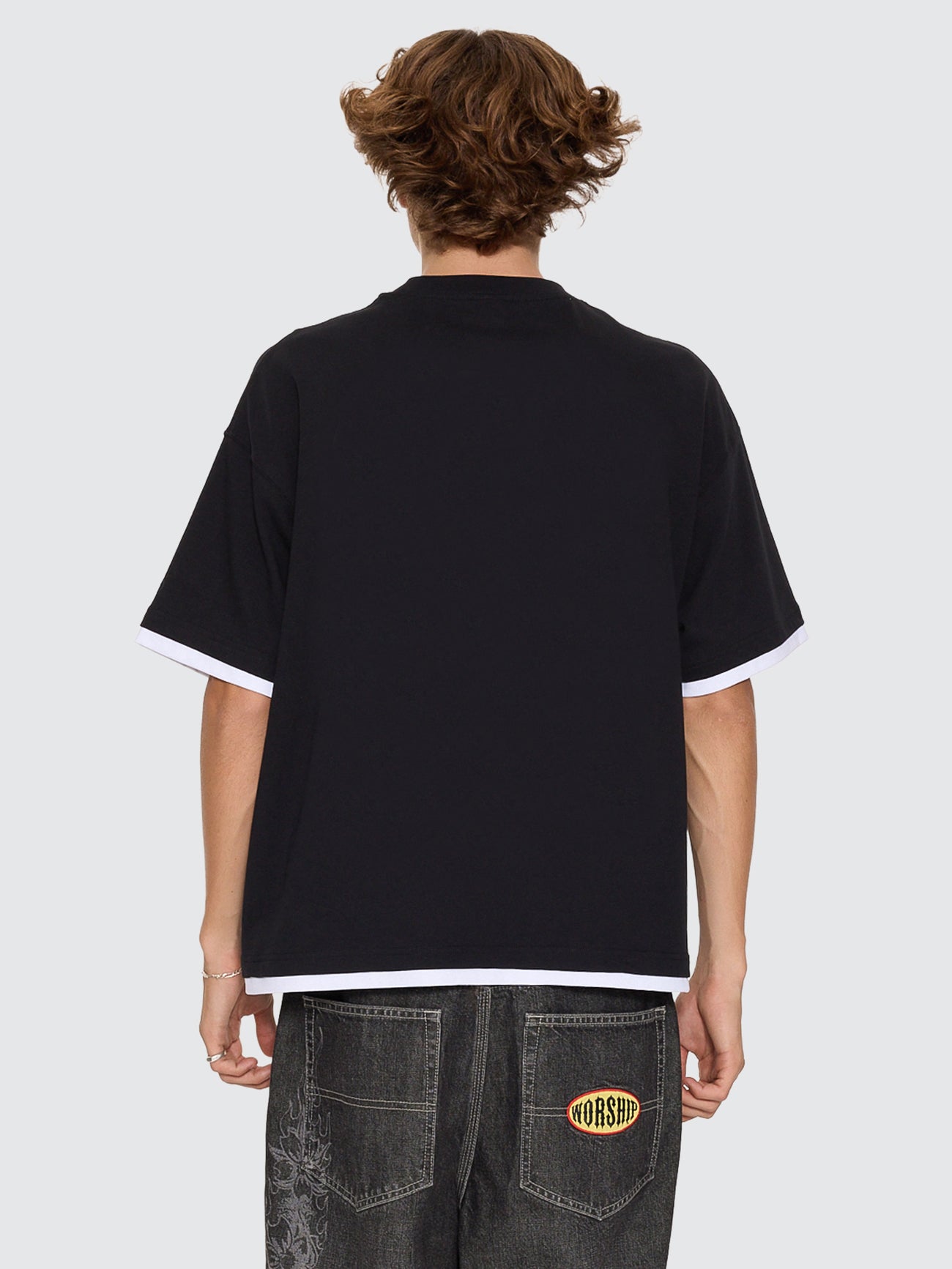Tropic Reign Box Crop Layer Tee - Black