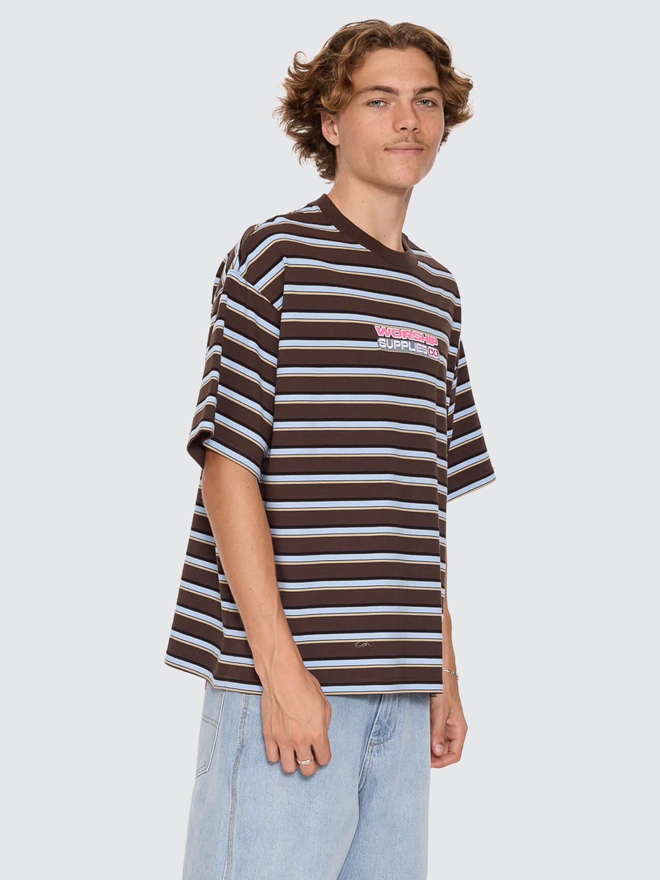 Globo Stripe Box Crop Tee - Ganache Stripe XS