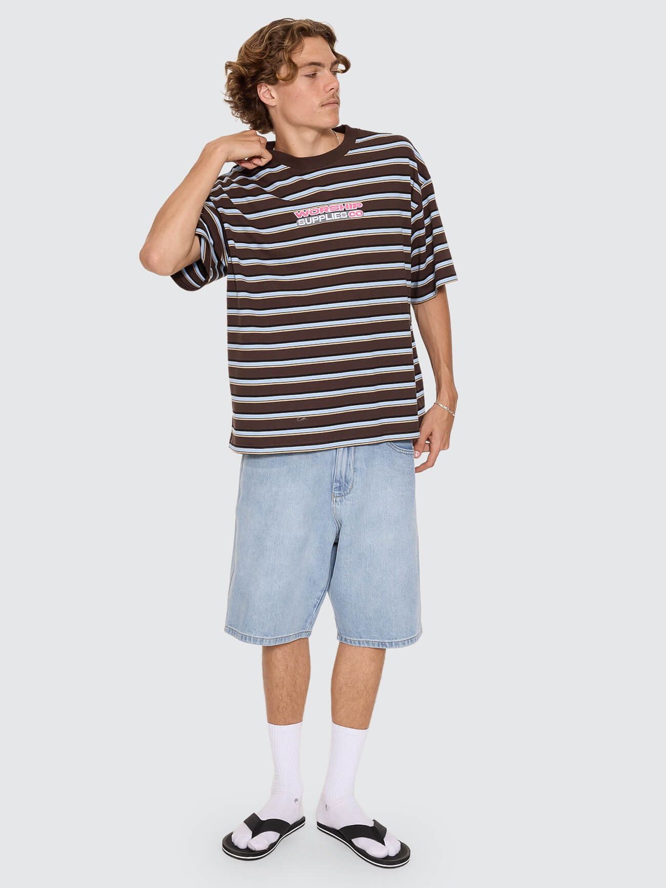 Globo Stripe Box Crop Tee - Ganache Stripe XS