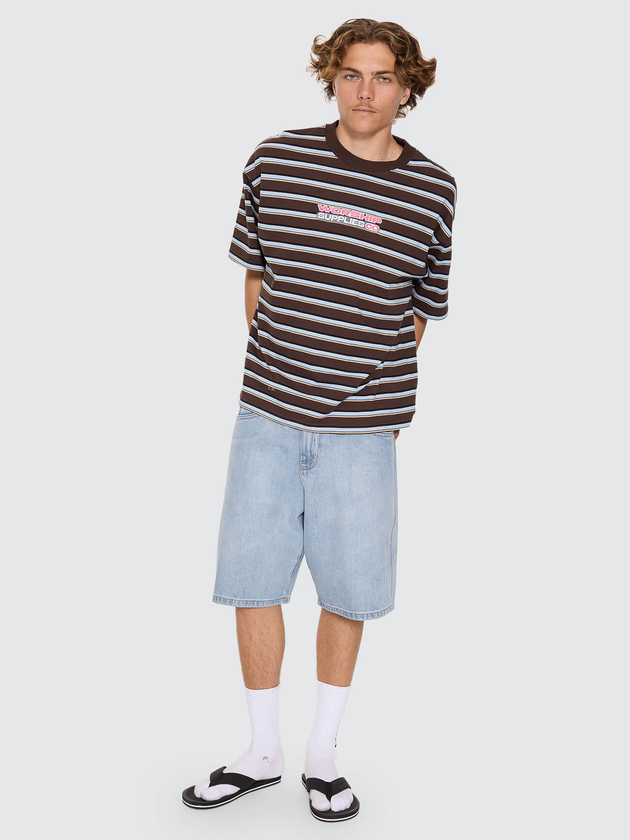 Globo Stripe Box Crop Tee - Ganache Stripe XS