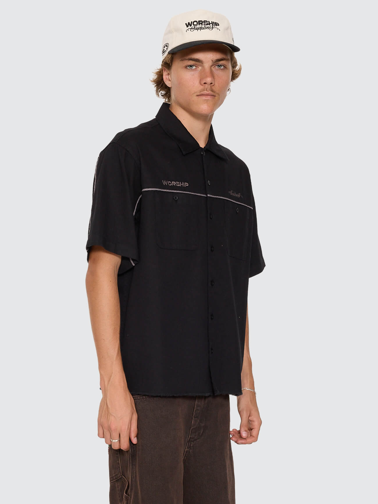 Toll Free Short Sleeve Work Shirt - Black XS